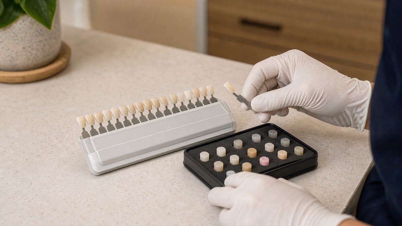 Close-up of cosmetic dental bonding work