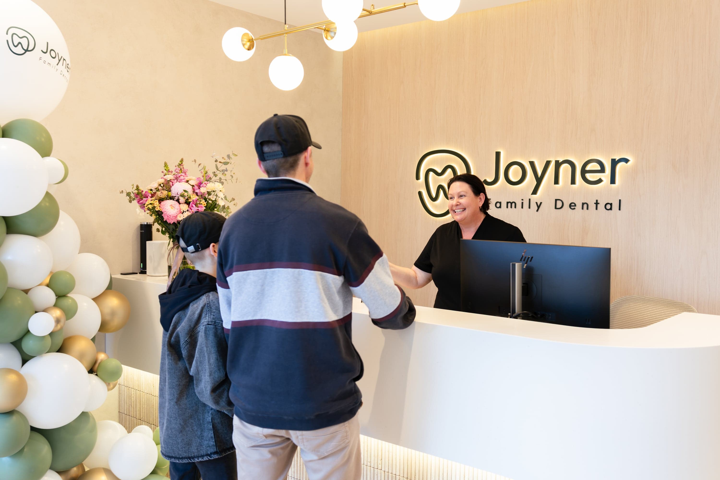 Bright reception area at Joyner Family Dental with natural light