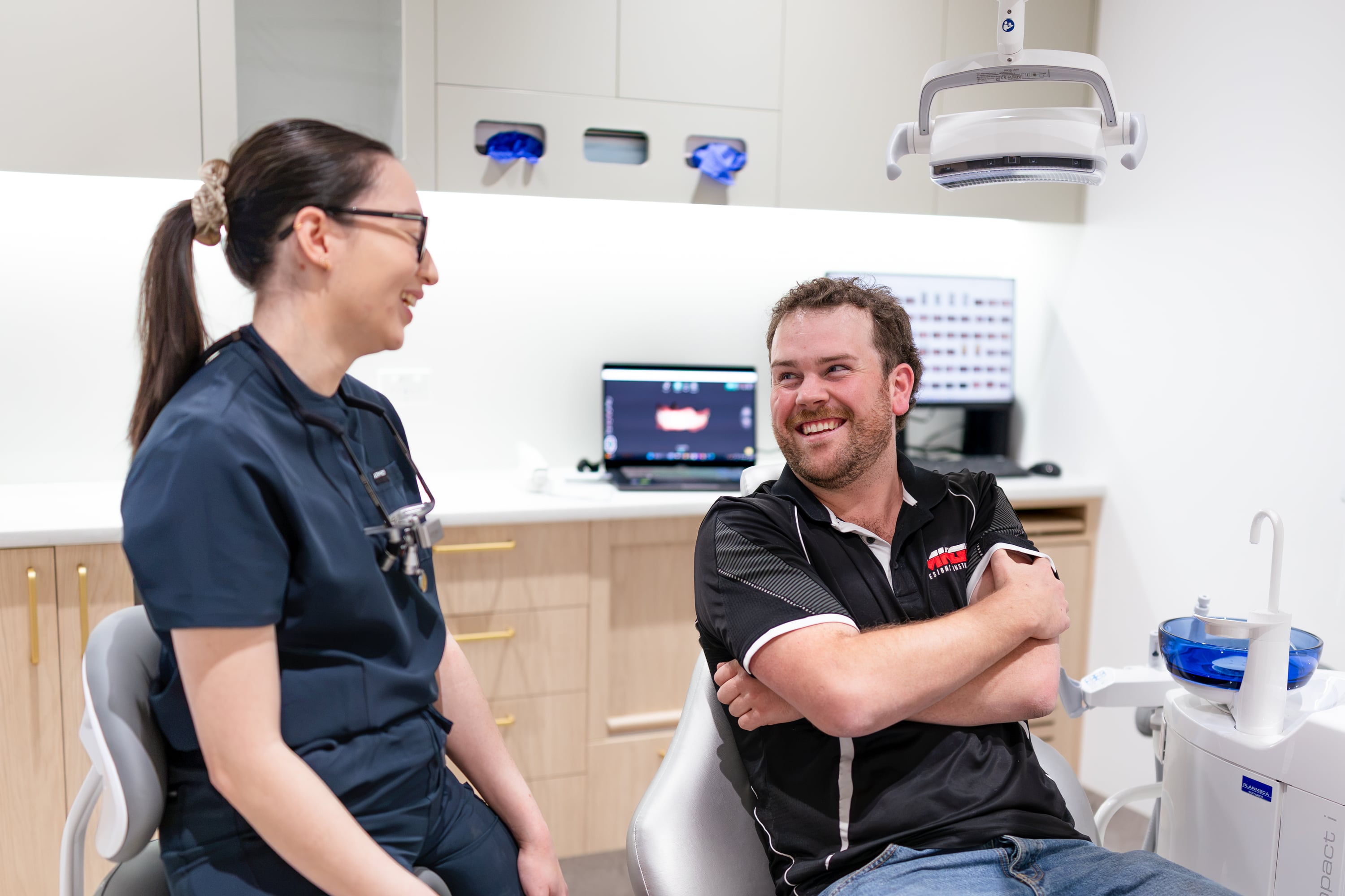Bright treatment room with digital technology