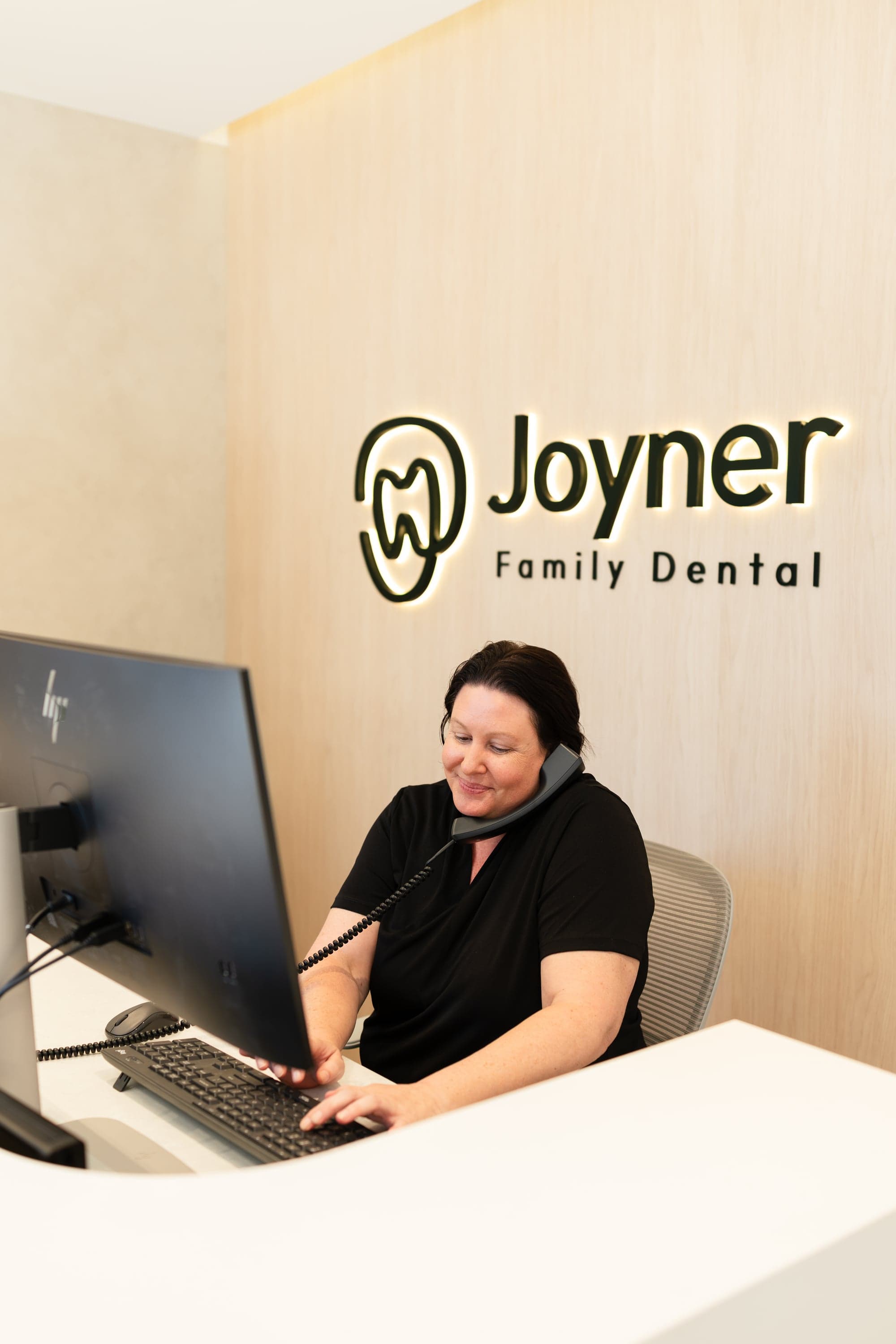 Reception area at Joyner Family Dental welcoming a new patient