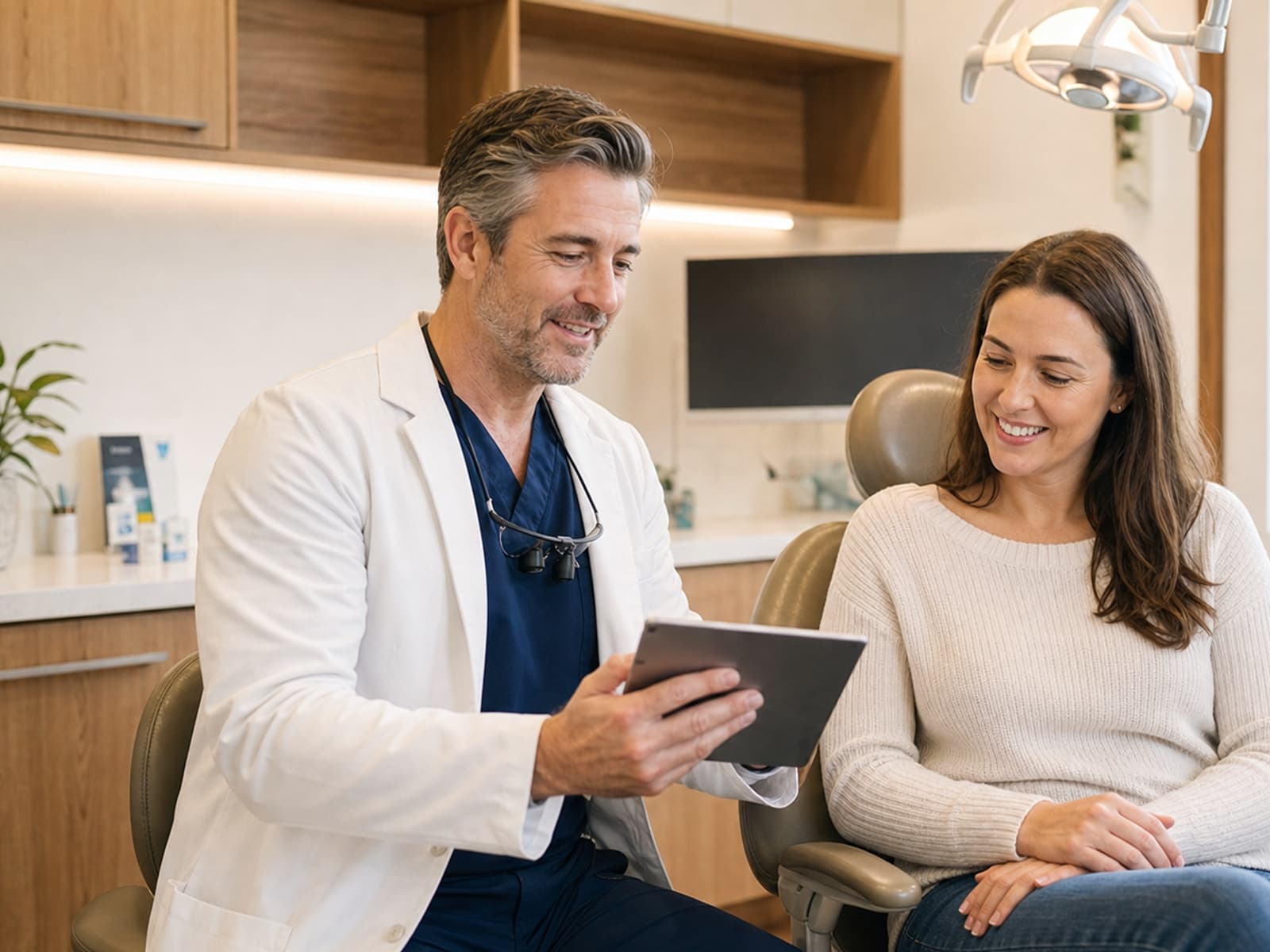 Dentist explaining root canal treatment to patient at Joyner Family Dental