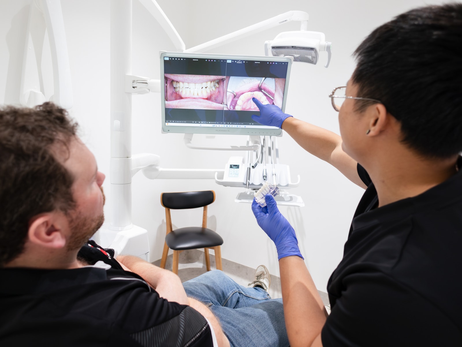 Reviewing whitening results and aftercare guidance